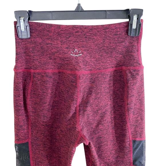 Beyond Yoga Maroon Space Dye Leggings w Mesh Panel Women's Size Small Mid Rise - Picture 5 of 7